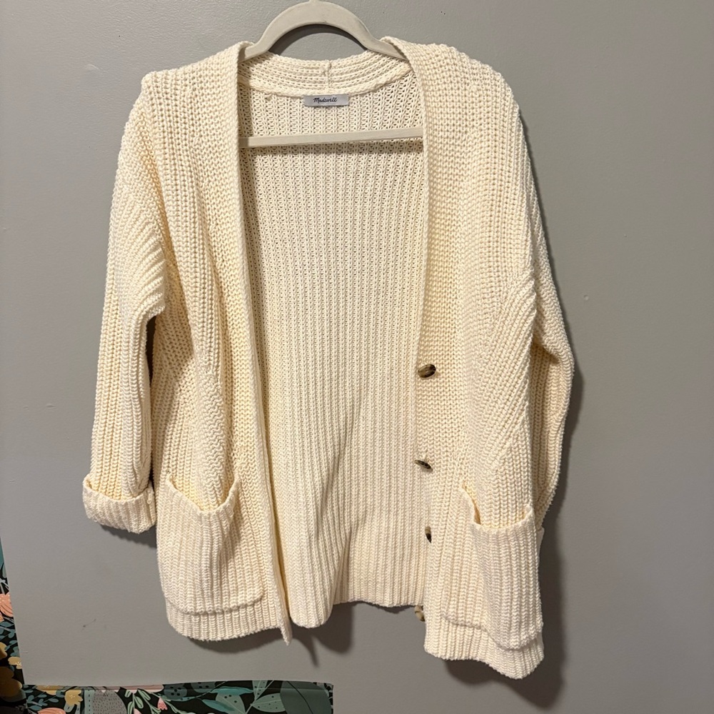 Madewell perfect cream oversized knit cardigan